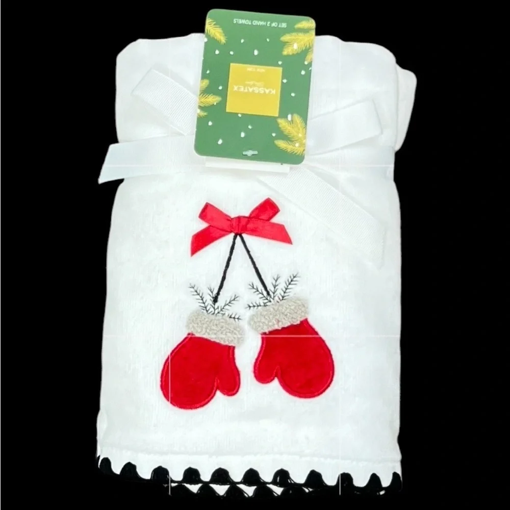 Kassatex - ‘Mittens’ hand towels (2). NWT *Last One